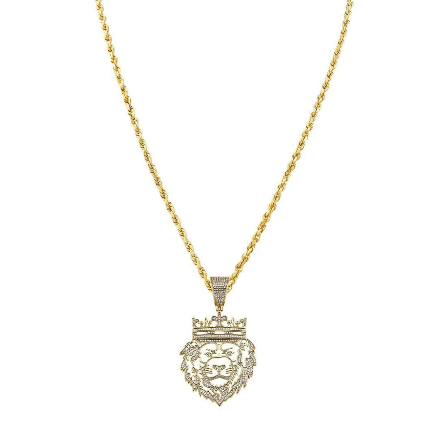 Yellow Diamond Lion Head Pendant 10k Yellow Gold 0.40 Ctw