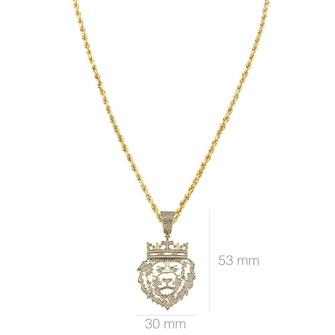 Yellow Diamond Lion Head Pendant 10k Yellow Gold 0.40 Ctw