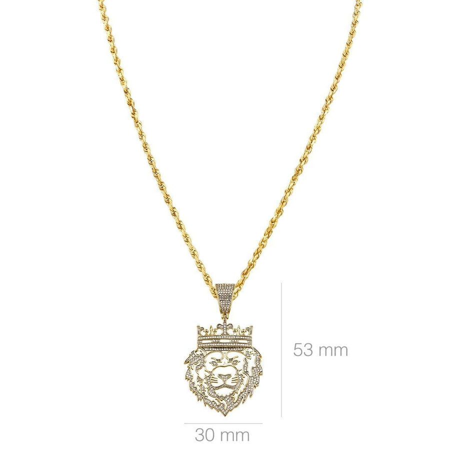 Yellow Diamond Lion Head Pendant 10k Yellow Gold 0.40 Ctw
