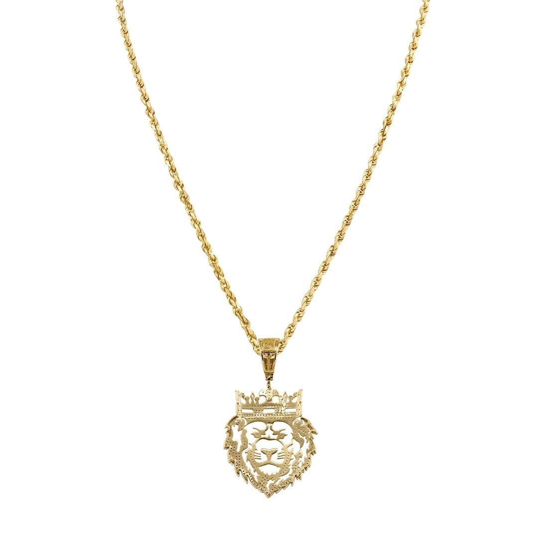 Yellow Diamond Lion Head Pendant 10k Yellow Gold 0.40 Ctw