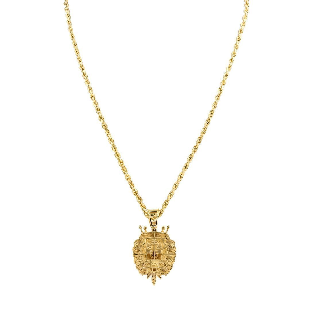 Diamond Lion Head Pendant in 10k Yellow Gold 1.01 Ctw