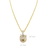 Thumbnail for Yellow Diamond Lion Head with Crown Pendant in 10k Yellow Gold 1 Ctw