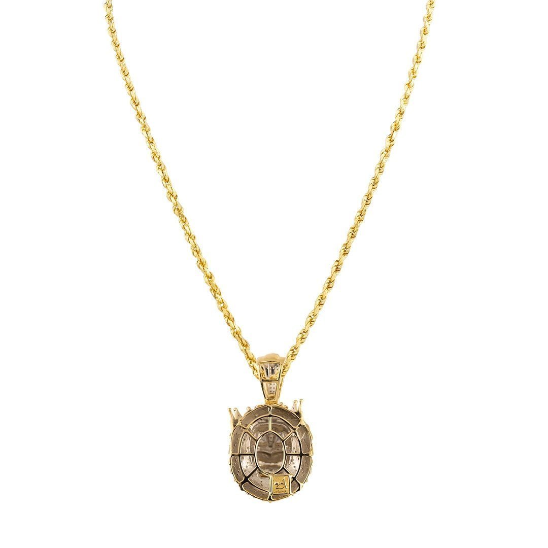 Yellow Diamond Lion Head with Crown Pendant in 10k Yellow Gold 1 Ctw