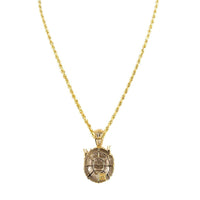 Thumbnail for Yellow Diamond Lion Head with Crown Pendant in 10k Yellow Gold 1 Ctw