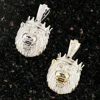 Thumbnail for Yellow Diamond Lion Head with Crown Pendant in 10k Yellow Gold 1 Ctw