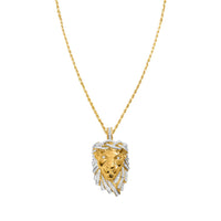 Thumbnail for Yellow Diamond Lion Jesus Pendant in 14k Yellow Gold 1.16 Ctw