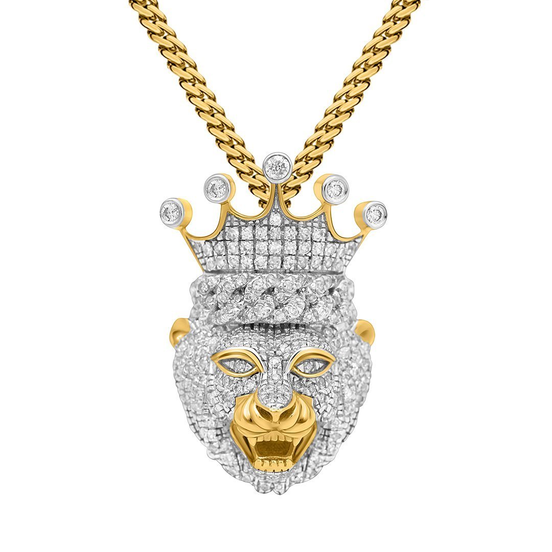 10k White Gold Diamond Lion King Pendant Ctw