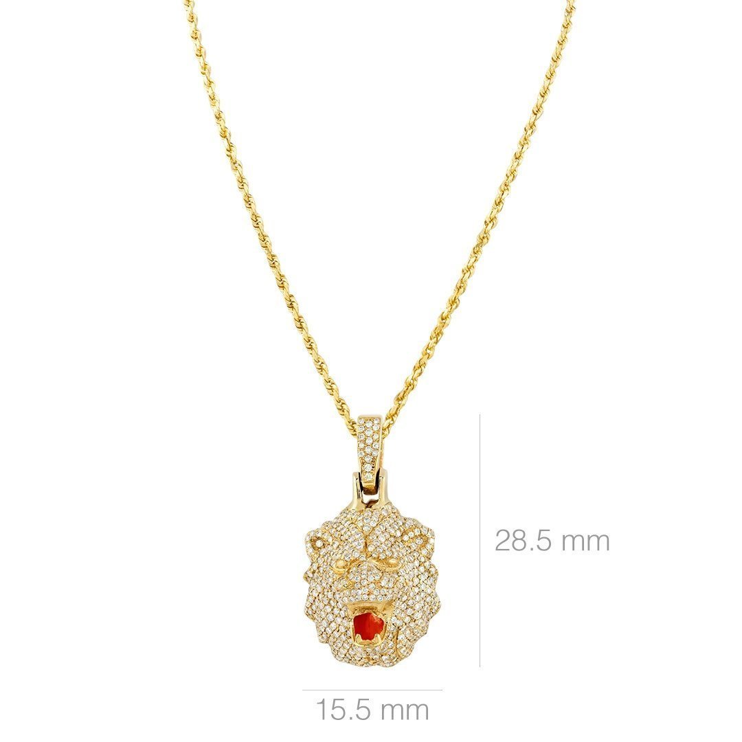 Diamond Lion Pendant in 14k Yellow Gold 1.50 Ctw