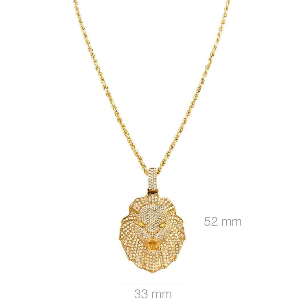Diamond Lion Pendant in 14k Yellow Gold 5.50 Ctw