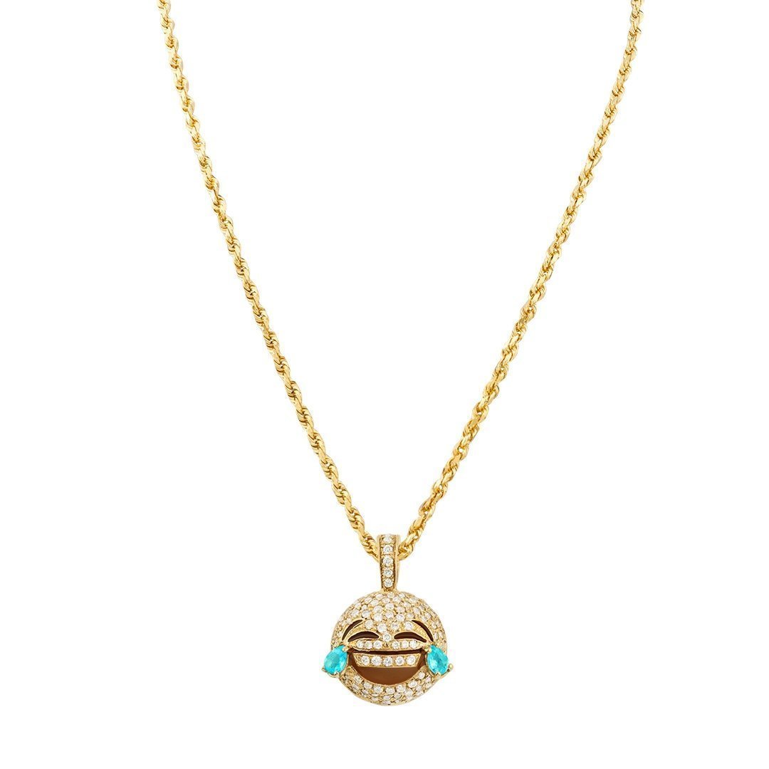 Yellow Diamond LOL Laugh Out Loud Emoji Pendant in 14k Yellow Gold 0.55 Ctw