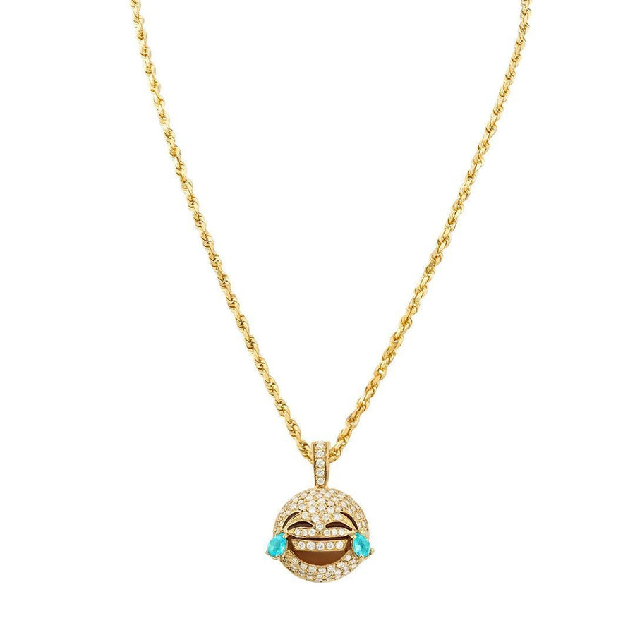 Yellow Diamond LOL Laugh Out Loud Emoji Pendant in 14k Yellow Gold 0.55 Ctw