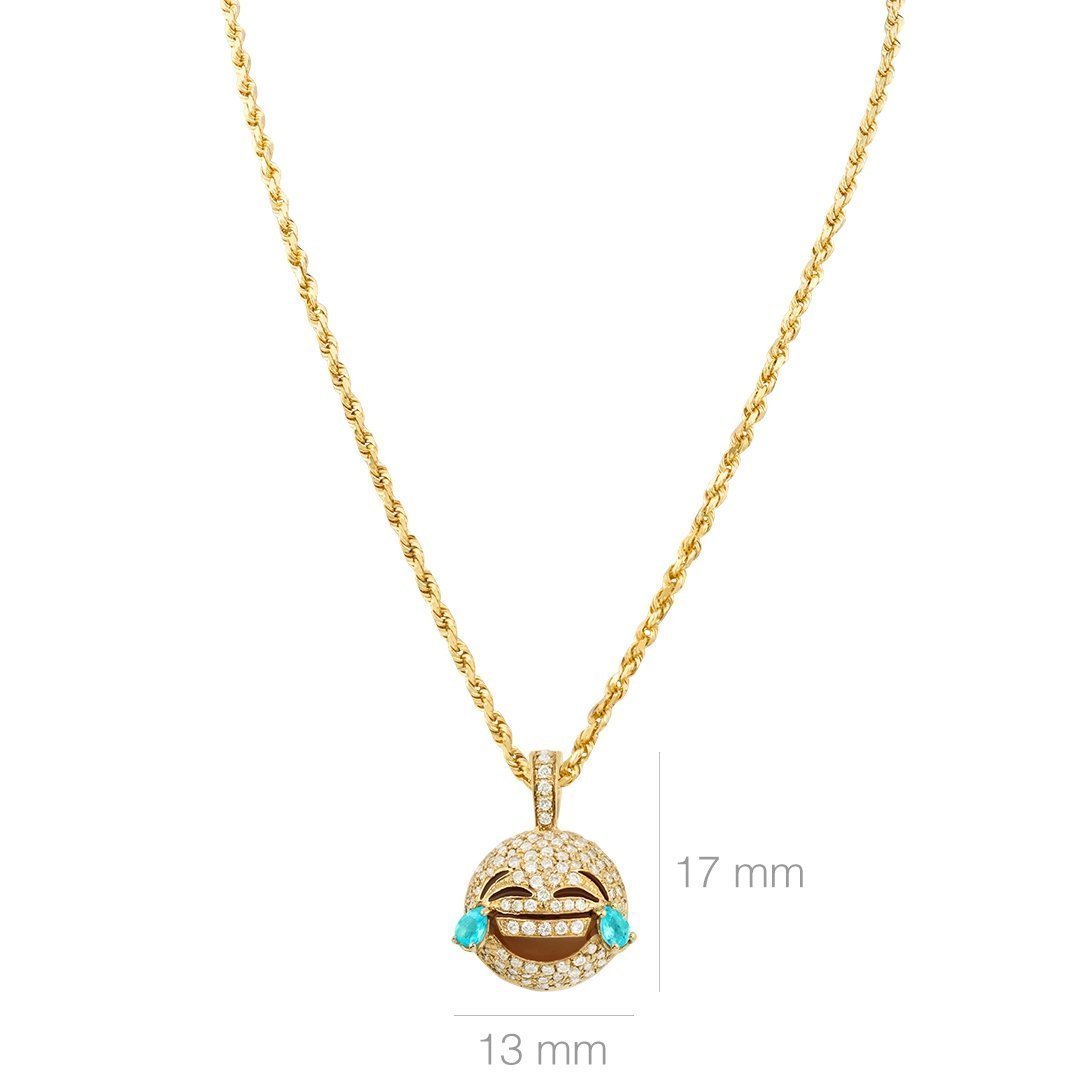 Yellow Diamond LOL Laugh Out Loud Emoji Pendant in 14k Yellow Gold 0.55 Ctw