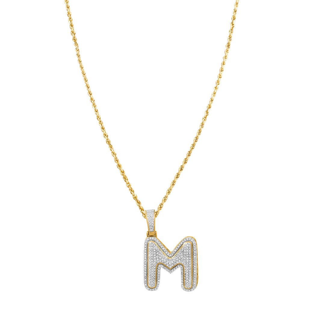 Diamond M Pendant in 10k Yellow Gold .43 Ctw