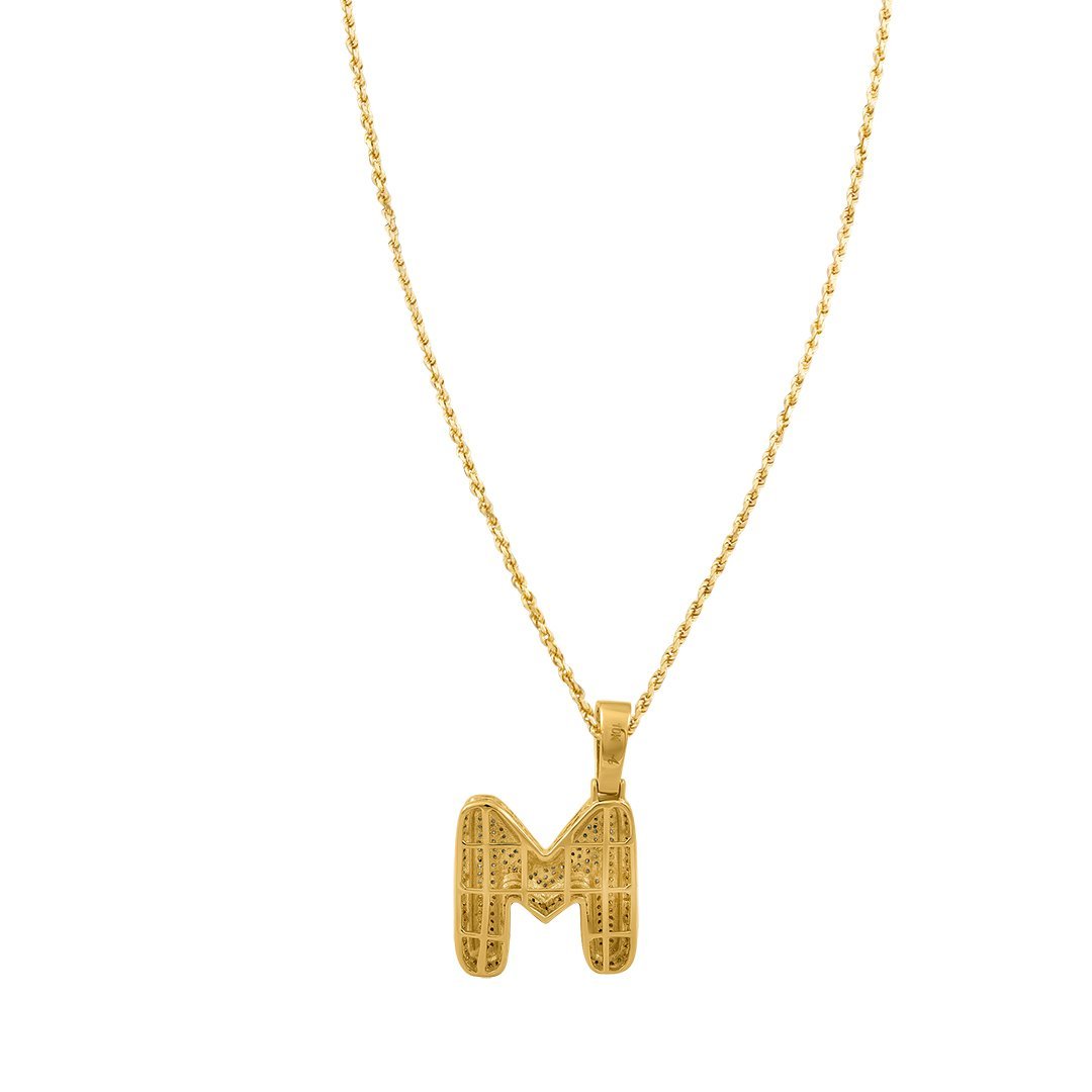 Diamond M Pendant in 10k Yellow Gold .43 Ctw