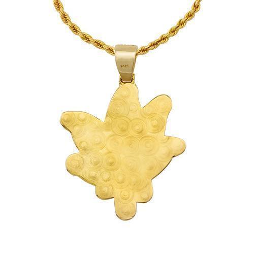 Diamond Marijuana Pendant 14k Yellow Gold 3 Ctw