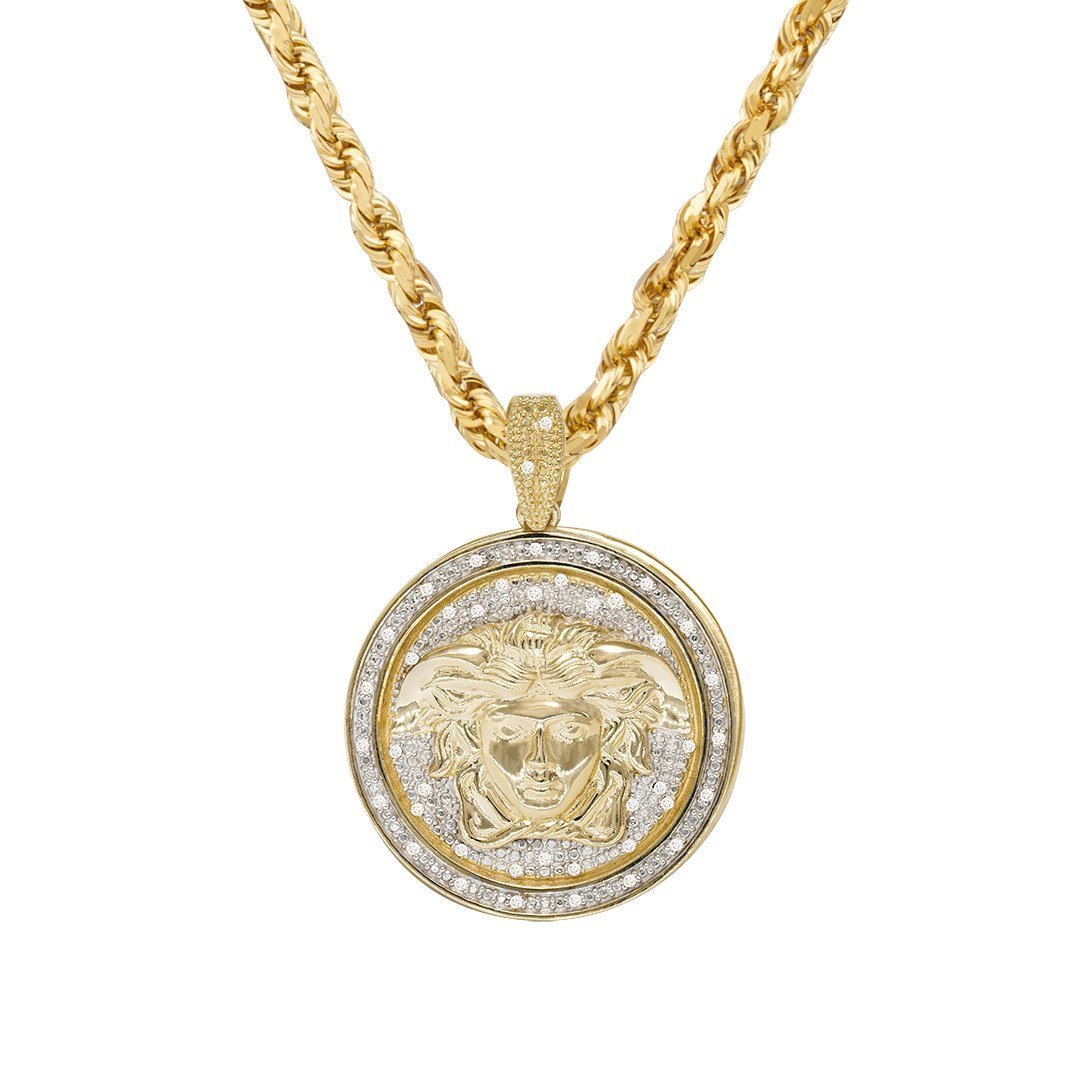 Yellow Diamond Medusa Pendant in 10k Yellow Gold 0.35 Ctw