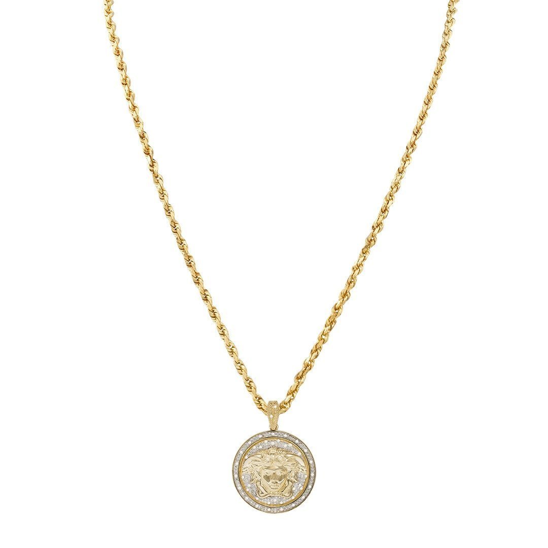 Yellow Diamond Medusa Pendant in 10k Yellow Gold 0.35 Ctw