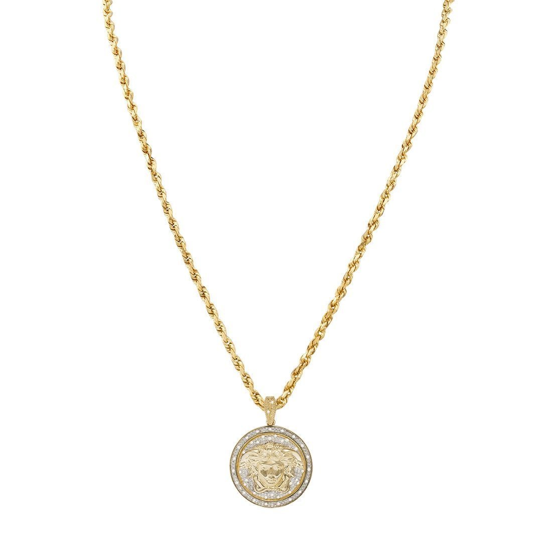 Yellow Diamond Medusa Pendant in 10k Yellow Gold 0.35 Ctw