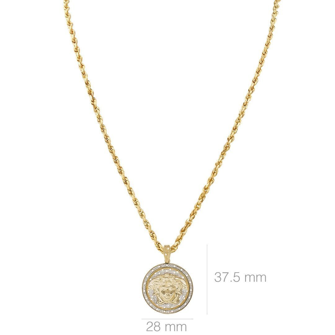 Yellow Diamond Medusa Pendant in 10k Yellow Gold 0.35 Ctw