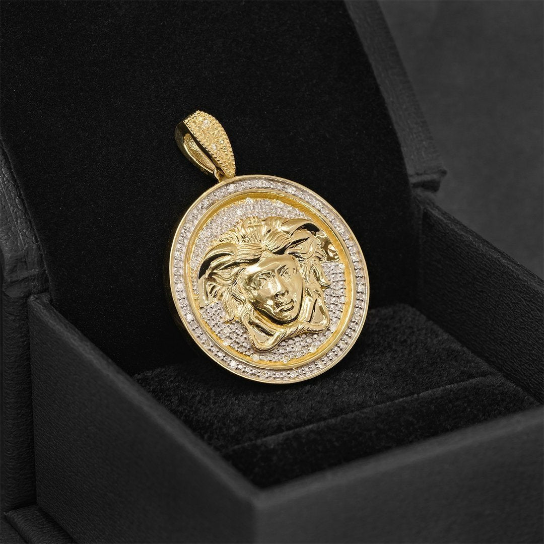 Yellow Gold 10k Gold Medusa Pendant 10k Yellow Gold Diamond Medusa