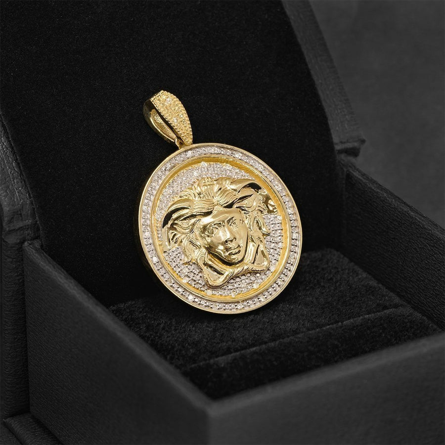 Yellow Diamond Medusa Pendant in 10k Yellow Gold 0.35 Ctw