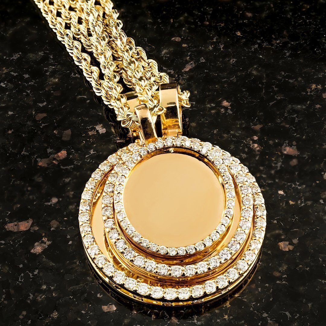 Diamond Memory Frame Pendant in 14k Gold 1.10 Ctw