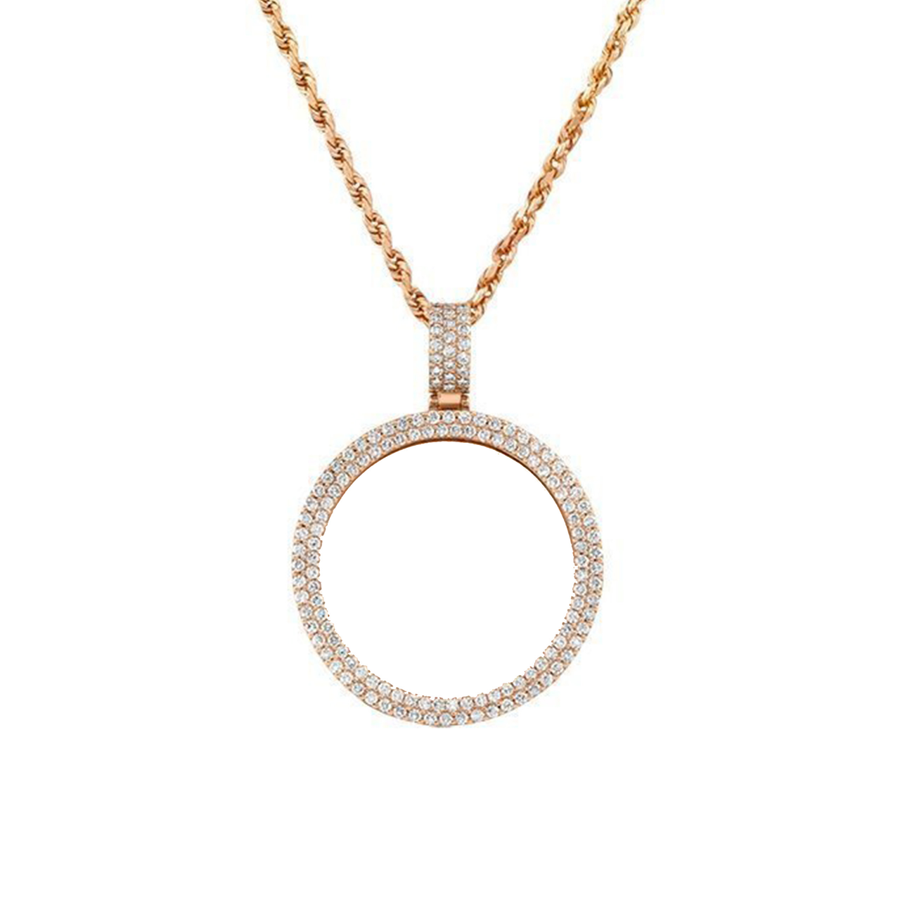 Diamond Memory Frame Pendant in 14k Rose Gold 3.45 Ctw