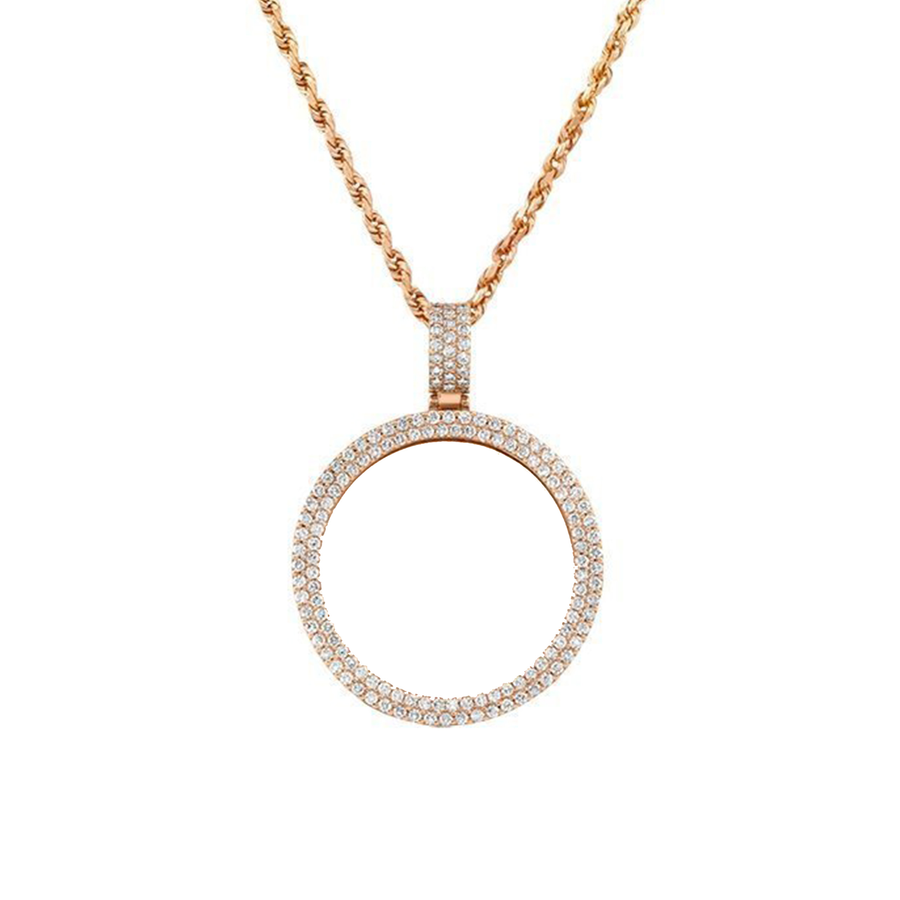 Diamond Memory Frame Pendant in 14k Rose Gold 3.45 Ctw