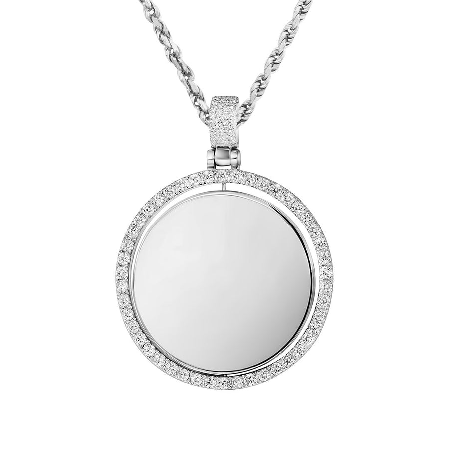 White Diamond Memory Pendant in 14k White Gold 6.35 Ctw