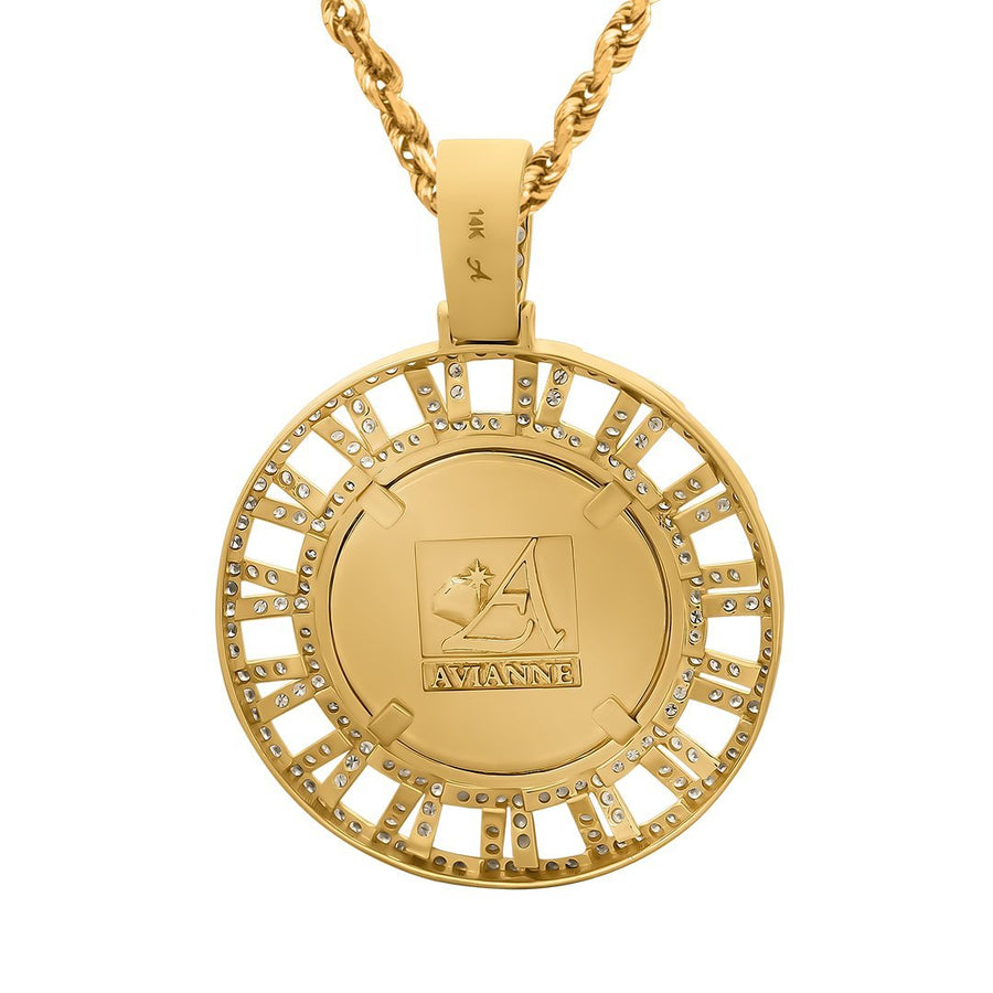 Colgante de oro amarillo de 14 k con diamantes y memoria de 2,15 quilates 