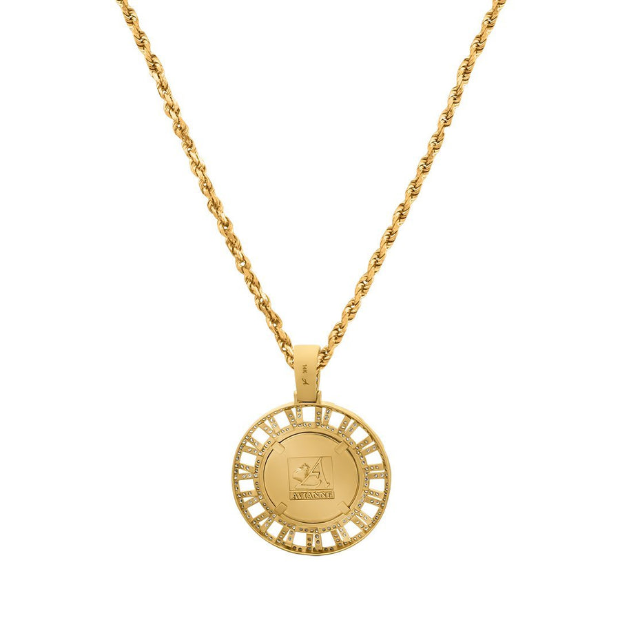 Colgante de oro amarillo de 14 k con diamantes y memoria de 2,15 quilates 