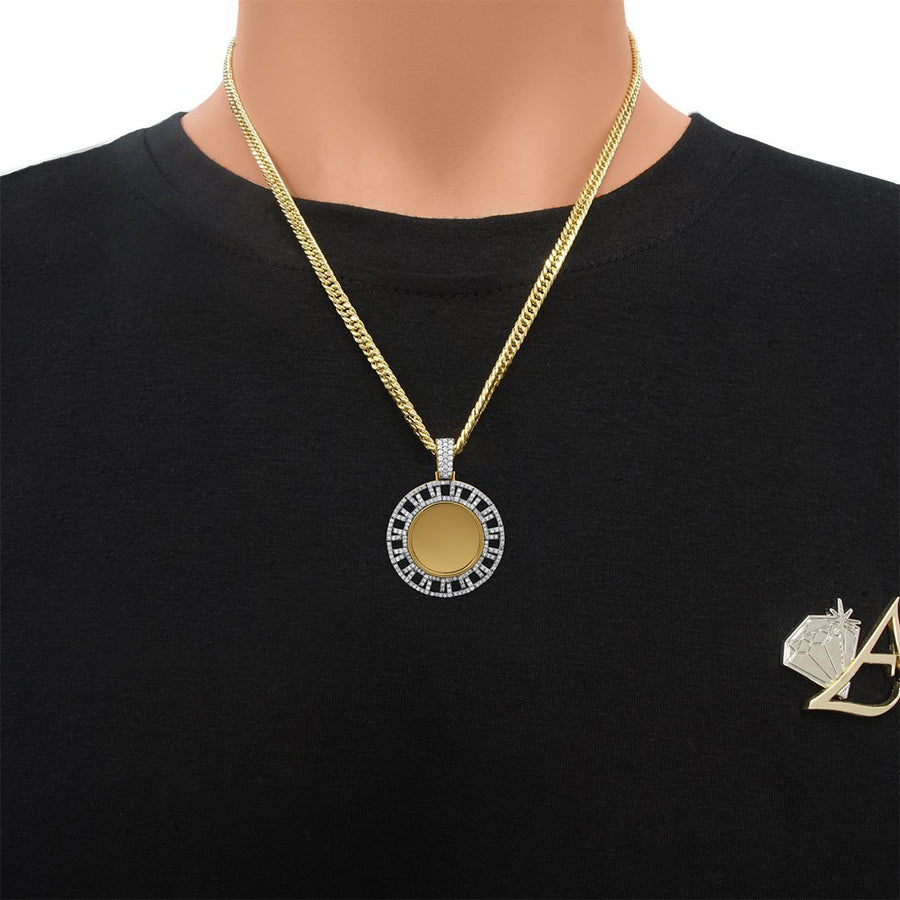 Colgante de oro amarillo de 14 k con diamantes y memoria de 2,15 quilates 