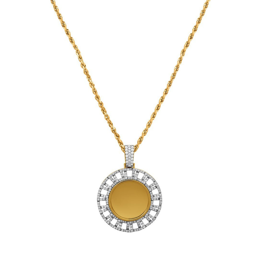 Colgante de oro amarillo de 14 k con diamantes y memoria de 2,15 quilates 