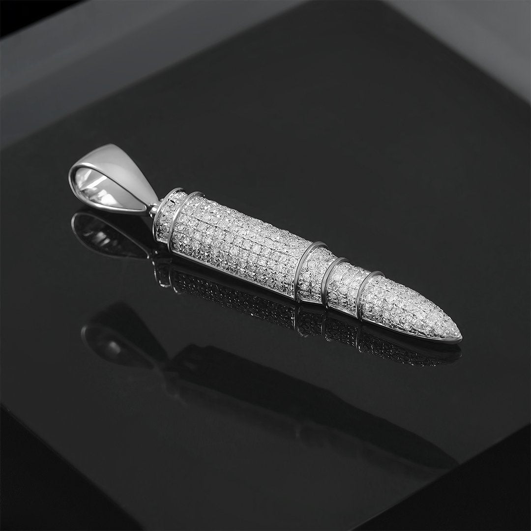 10k White Gold Diamond Missile Pendant .71 Ctw