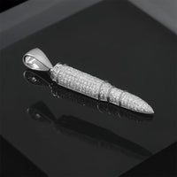 Thumbnail for 10k White Gold Diamond Missile Pendant .71 Ctw