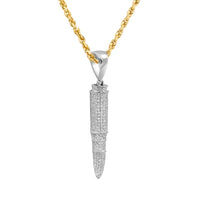 Thumbnail for 10k White Gold Diamond Missile Pendant .71 Ctw