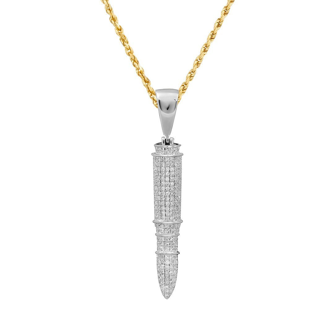 10k White Gold Diamond Missile Pendant .71 Ctw