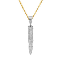 Thumbnail for 10k White Gold Diamond Missile Pendant .71 Ctw