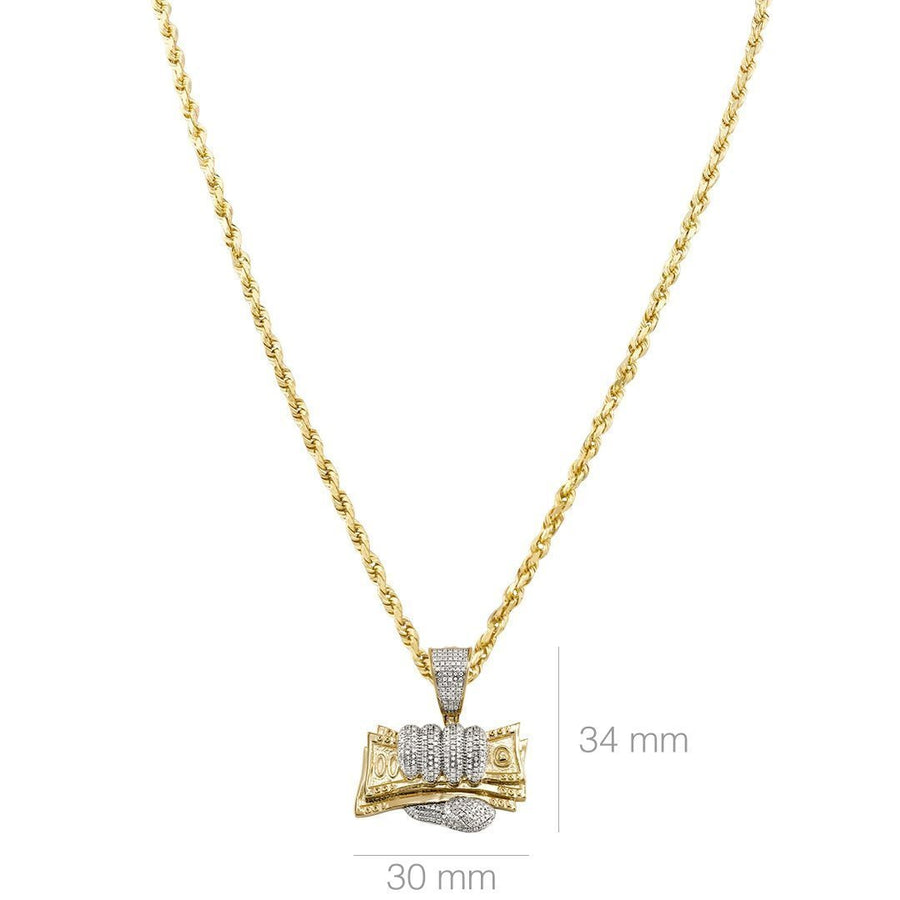 Yellow Diamond Money in Hand Pendant in 10k Yellow Gold 0.56 Ctw