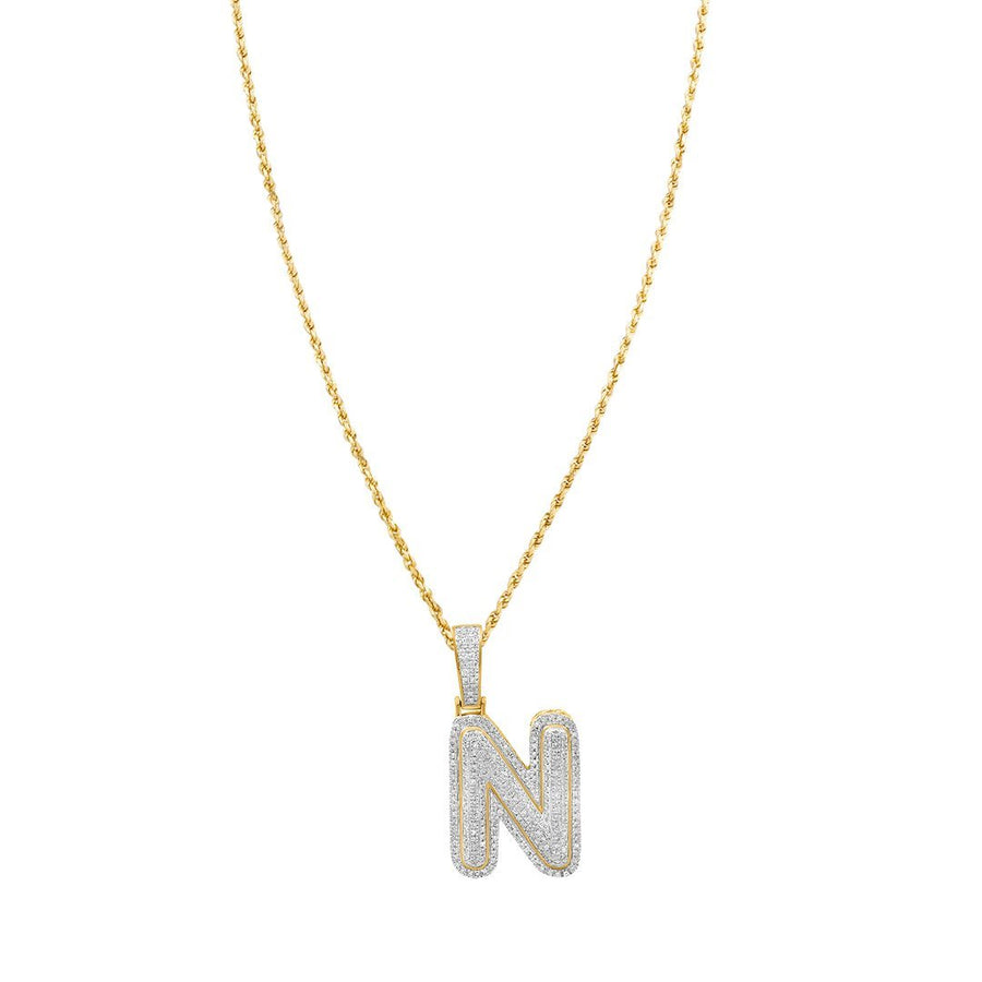 Colgante de oro amarillo de 10 k con diamantes N de 0,41 quilates 