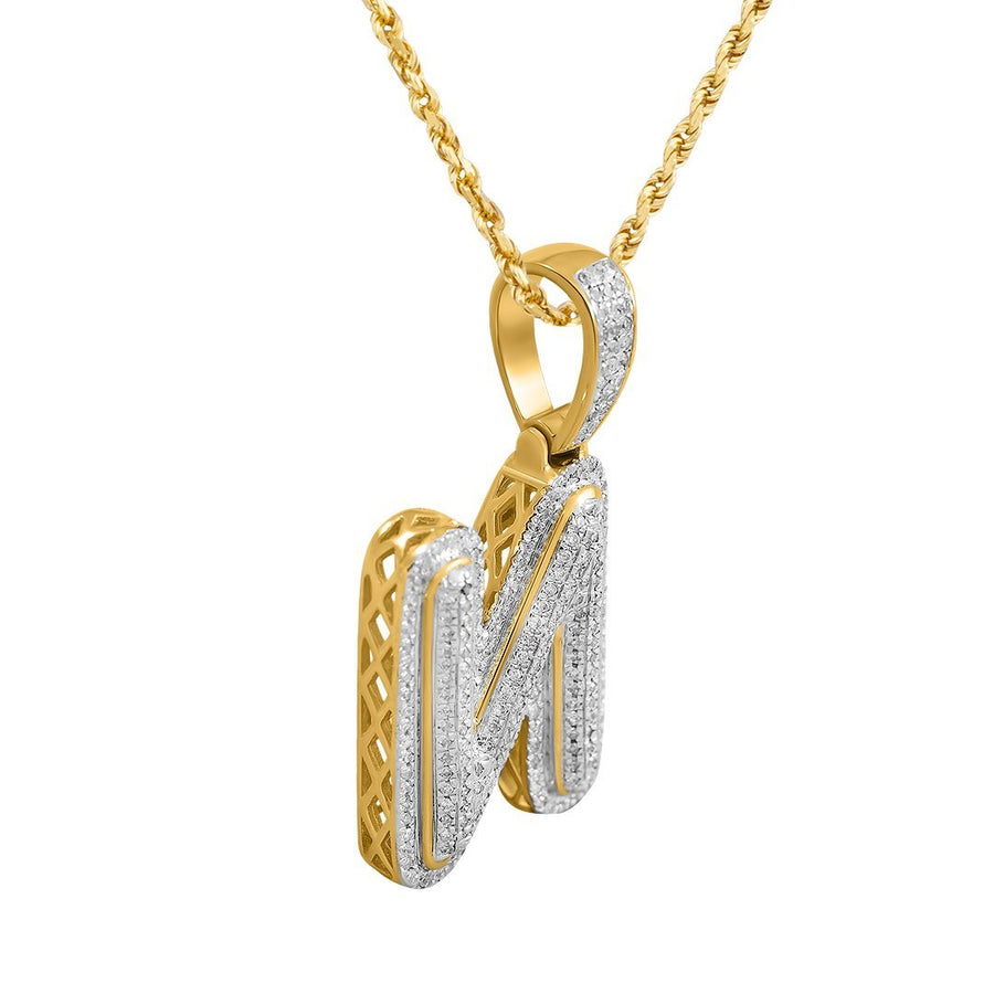 Colgante de oro amarillo de 10 k con diamantes N de 0,41 quilates 