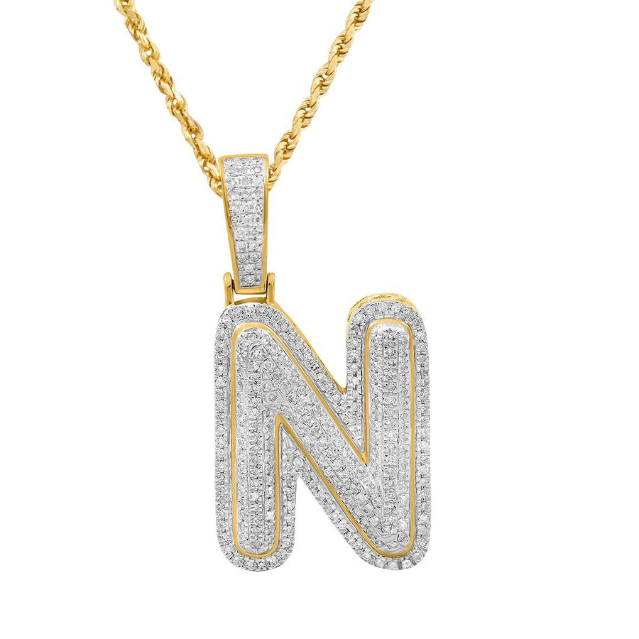 Colgante de oro amarillo de 10 k con diamantes N de 0,41 quilates 
