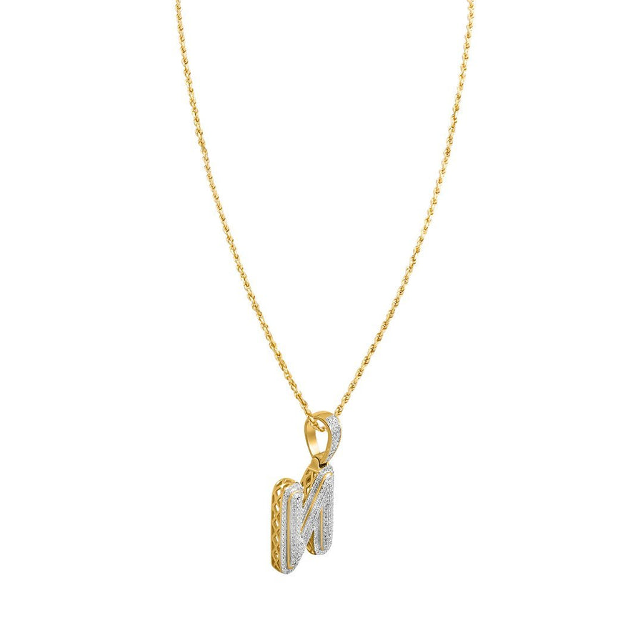 Colgante de oro amarillo de 10 k con diamantes N de 0,41 quilates 