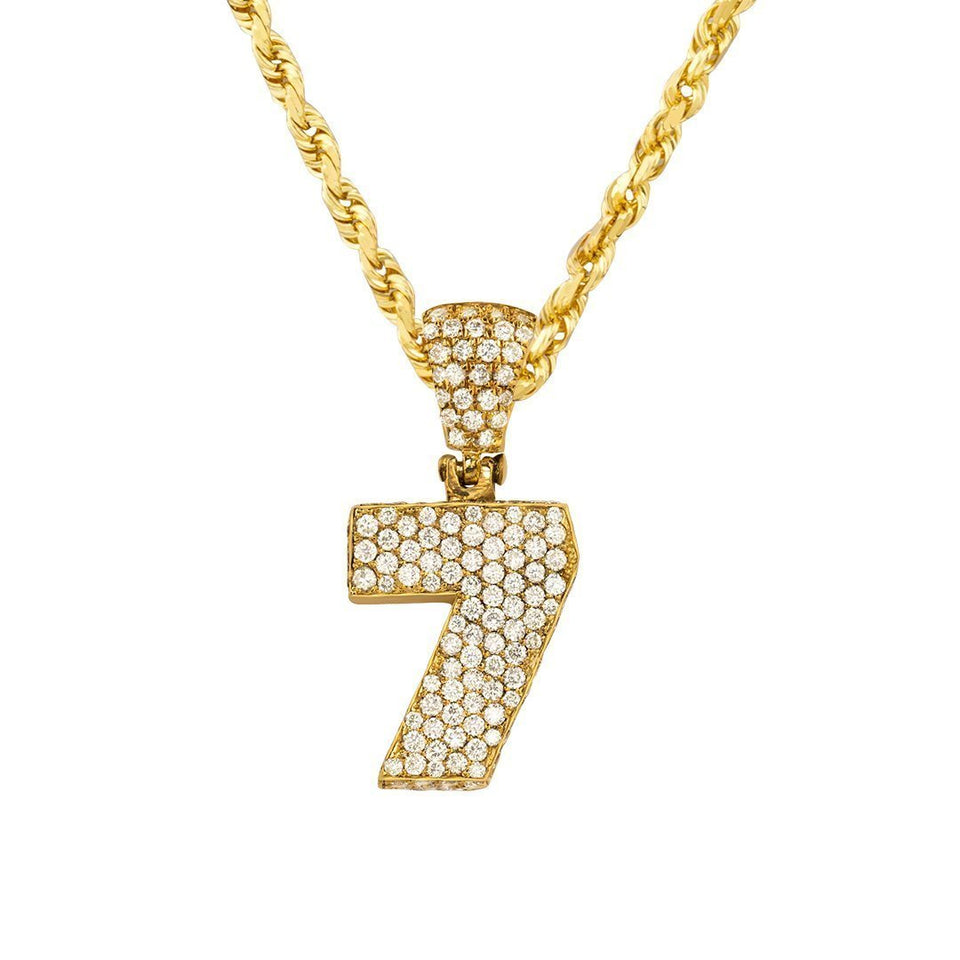 14k Yellow Gold Diamond Number Seven Pendant Ctw – Avianne
