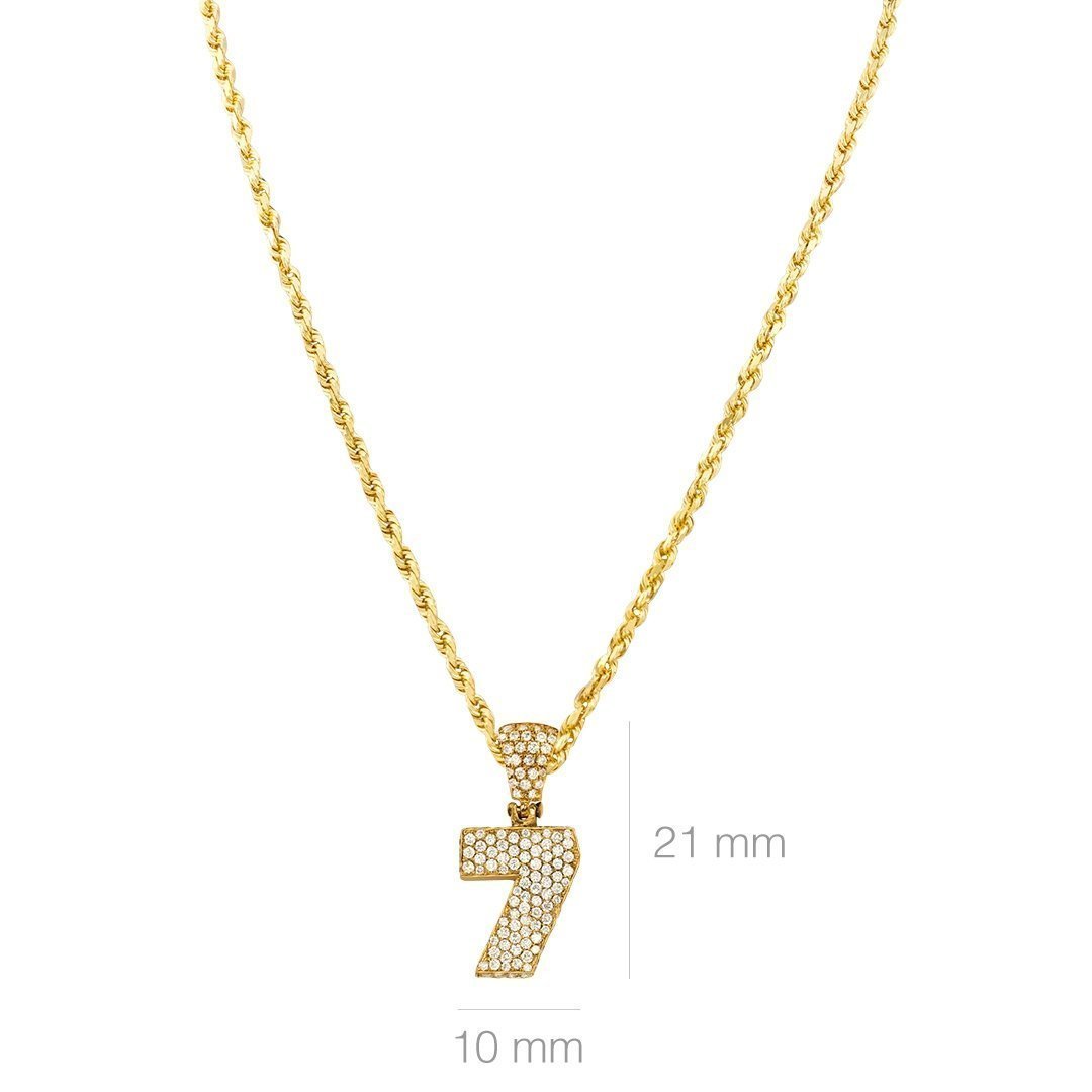 Yellow Diamond Number Seven Pendant in 14k Yellow Gold 1.50 Ctw
