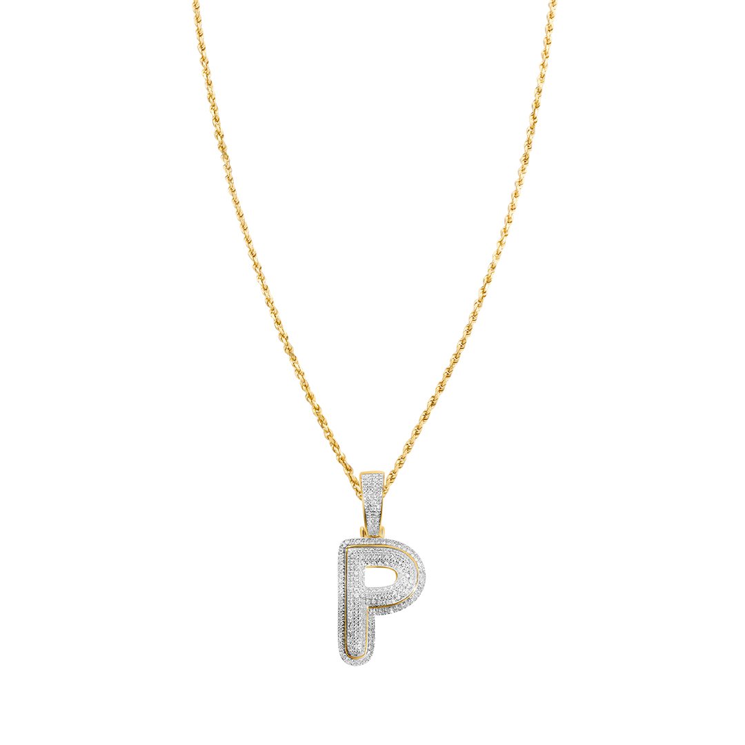 White Diamond P Pendant in 10k Yellow Gold .29 Ctw