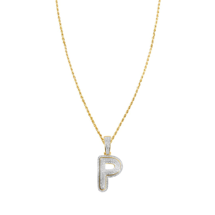 White Diamond P Pendant in 10k Yellow Gold .29 Ctw