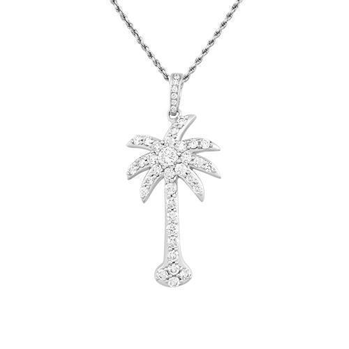 Diamond "Palm" Pendant in 14k White Gold 3.75 Ctw