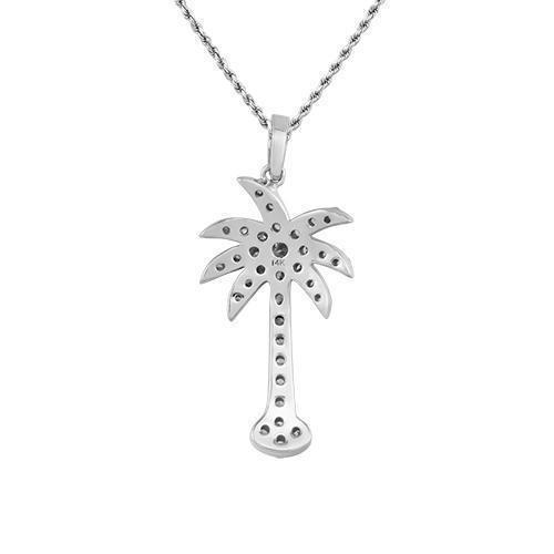 Diamond "Palm" Pendant in 14k White Gold 3.75 Ctw