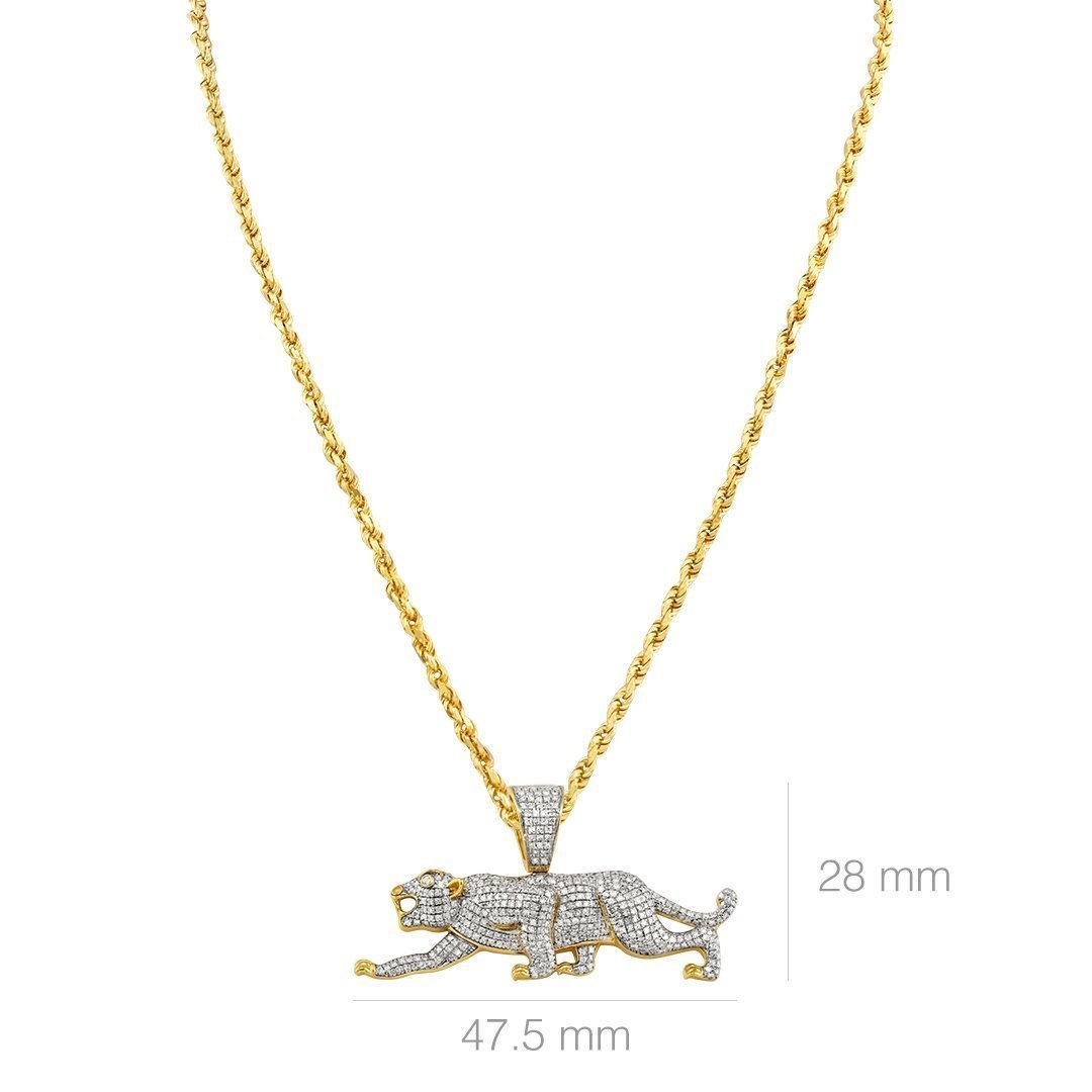 Yellow Diamond Panther Pendant 10k Yellow Gold 0.97 Ctw